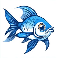 Naklejka premium Colorful blue fish swimming gracefully in a vibrant underwater environment