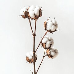 Fluffy cotton pods on a branch