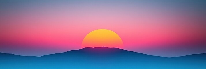 Vivid Sunset Over Mountains