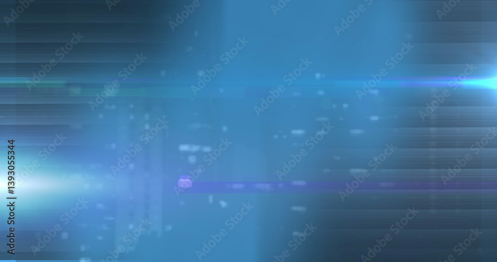 Poster image of data processing with glowing points on blue background