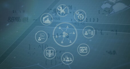 Image of icons over grid