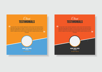 Testimonials or review by customer and post for social media, web banner template layout.