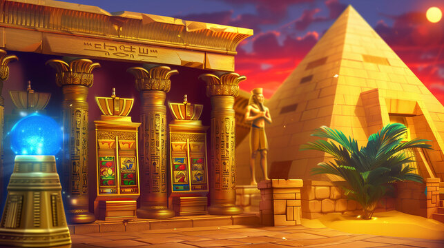 Egypt place pyramids game art background