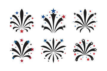 fireworks blue red vector art silhouette