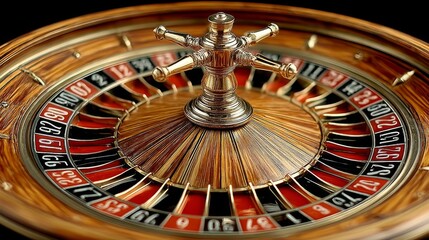 Naklejka premium Elegant roulette wheel with wooden accents and vibrant colors