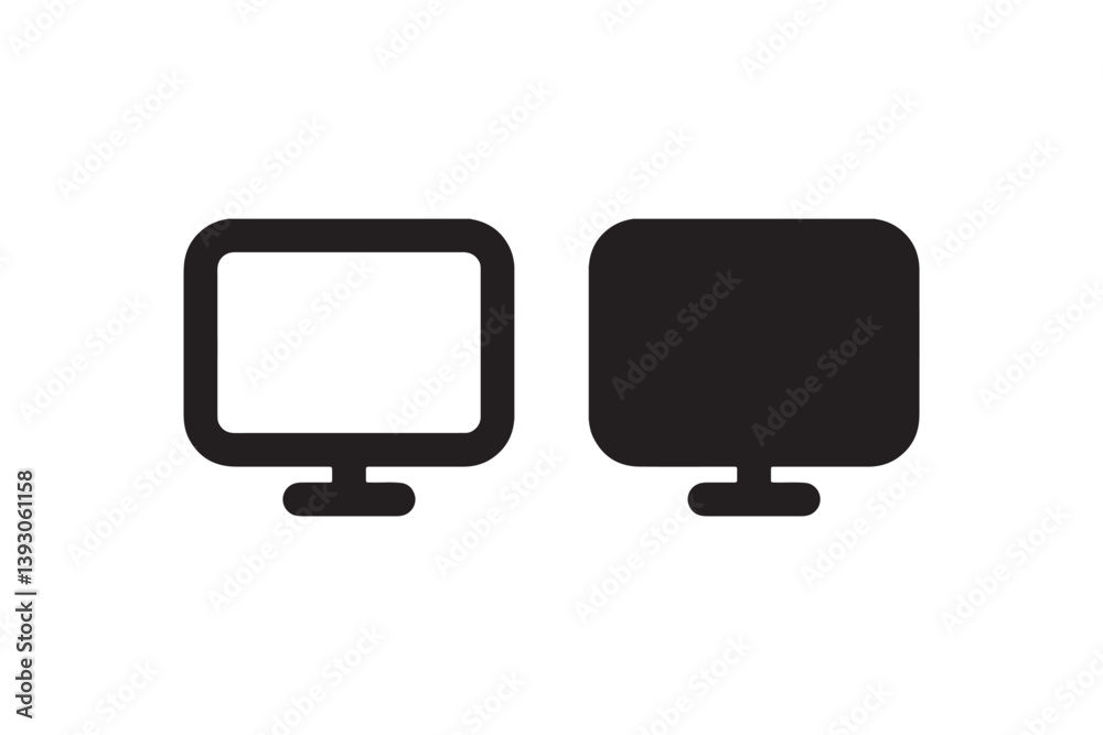 Fototapete Monitor screen icon in outline and solid style vector