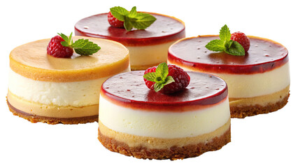 Delicious Raspberry and Caramel Mini Cheesecakes with Fresh Mint