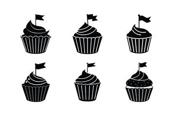 flag themed cupcake vector art silhouette