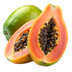 ripe papaya isolated on white clipping path on white background.png