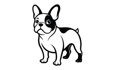 French bulldog pet dog pose silhouette, French bulldog vector silhouette 