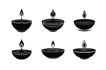 floating diya water bowl vector art silhouette