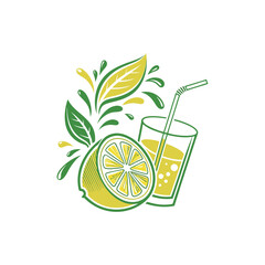 fast food and drinks logo related to pizza, lemon and orange juice 