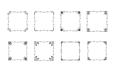 Modern Vintage retro frames for greeting cards, wedding and birthday party, picnic invitations in cute elegant coquette style. Hand drawn bows ribbons