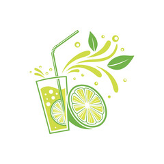 fast food and drinks logo related to pizza, lemon and orange juice 