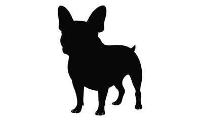 French bulldog pet dog pose silhouette, French bulldog vector silhouette 