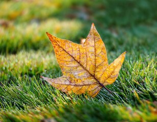 autumn leaves on grass