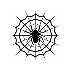 Obraz premium A Spider is making a web silhouette illustration