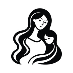Mother and Child Vector Silhouette