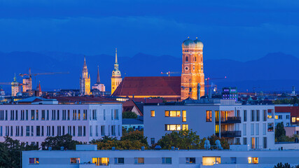 City of Munich with view of the alps, Germany