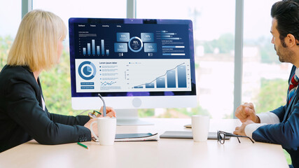 Business data dashboard provide business intelligence analytic for marketing strategy planning snugly with big data set to analyze customer demands and foreseeing business future