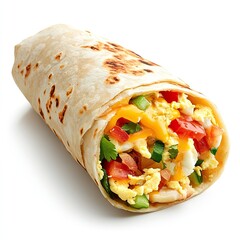 Savory breakfast burrito filled with scrambled eggs, cheese, and vegetables