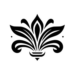 Elegant Black and White Floral Crest Vector Graphic
