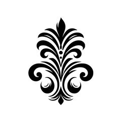 Elegant Black Floral Ornament on White, Vector Design