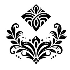 Elegant Black & White Floral Damask Design Element