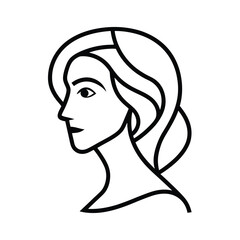 Woman Face Vector Silhouette Art.