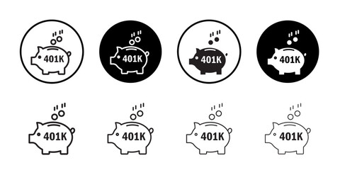 Fototapeta premium 401k retirement savings icon outline collection or set in black and white
