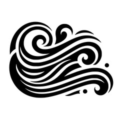 Abstract Black and White Swirls & Waves Design Element