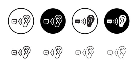 Active listening icon outline collection or set in black and white