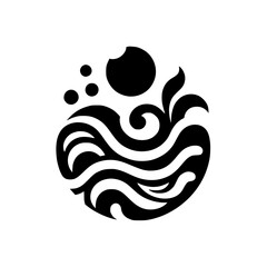 Abstract Black and White Oceanic Swirl Logo