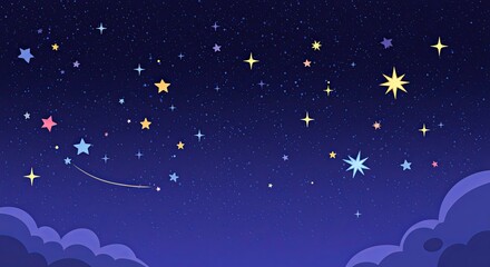 Fototapeta premium illustration of a bright night starry sky with bright large stars on it