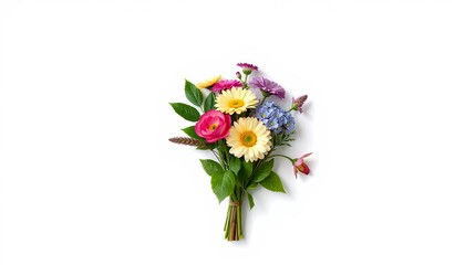 Obraz premium Mixed bouquet of various combinations of beautiful flowers on a white background 