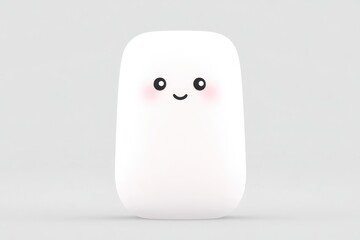 Cute, white, cartoonish rectangular object with a happy face