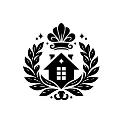 Fototapeta premium Elegant Black and White Real Estate Crest Logo