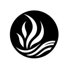 Abstract Fire & Water Logo: Black Circle Emblem