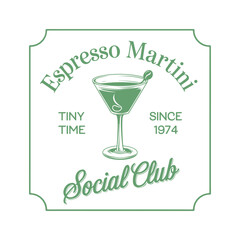 Espresso Martini Social Club Tiny Time Cocktails Since 1974, Framed in Vintage Green