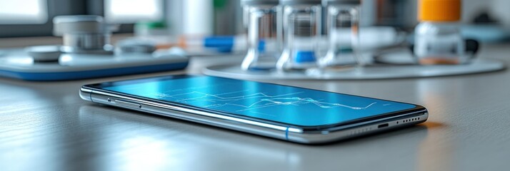 Smartphone displaying medical data in a clinic