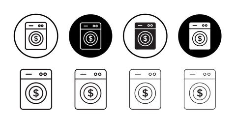 Money laundering icon outline collection or set in black and white