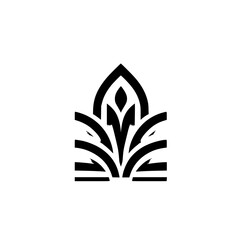 Minimalist Black & White Floral Logo Design, Emblem, Modern, Geometric, Simple