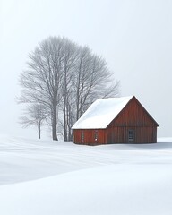 Serene snowfall over wooden house high resolution picture
