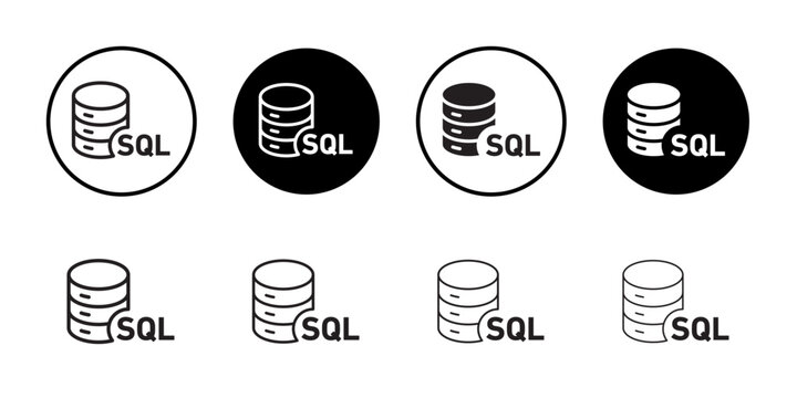 SQL server icon outline collection or set in black and white
