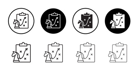 strategy icon outline collection or set in black and white