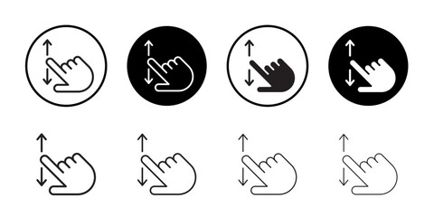 Swipe up and down icon outline collection or set in black and white