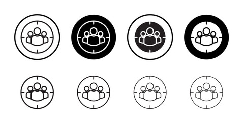 Target audience icon outline collection or set in black and white