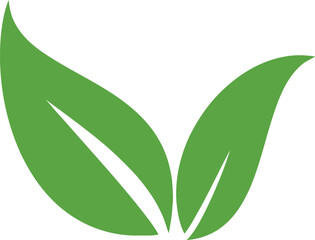 Green Leaf Duo Icon - Eco Friendly Nature Symbol Vector