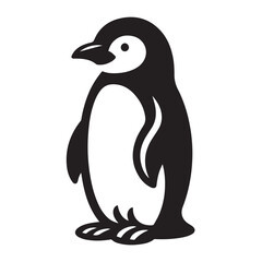 Fototapeta premium Penguin silhouette black and white vector icon