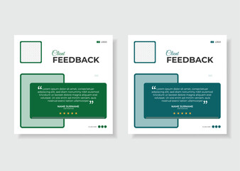 Testimonials or review by customer and post for social media, web banner template layout.